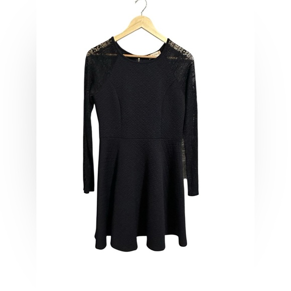 Altar'd State Black Fit and Flare Lace Sheer Long Sleeve Dress Large WhimsiGoth - Picture 4 of 13